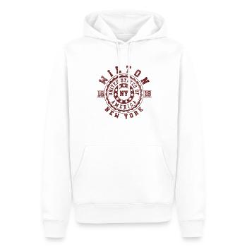Wilton NY | New York Travel & Souvenir Gift - Men’s Premium Organic Hoodie - white - Front - Nico (187cm)