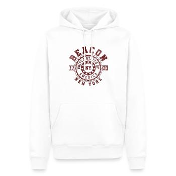 Balise NY | Voyage à New York et cadeau souvenir - Sweat à capuche Premium bio Homme - blanc - Devant - Nico (187cm)