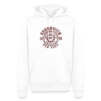 Brunswick NY | New York Travel & Souvenir Gift - Men’s Premium Organic Hoodie - white - Front - Nico (187cm)