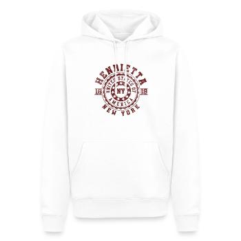 Henrietta NY | New York Travel & Souvenir Gift - Men’s Premium Organic Hoodie - white - Front - Nico (187cm)