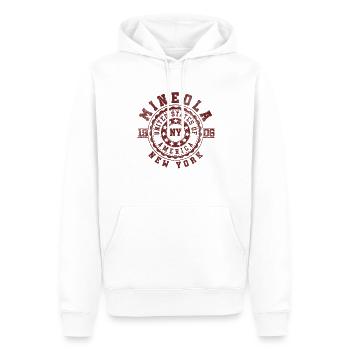Mineola NY | New York Travel & Souvenir Gift - Men’s Premium Organic Hoodie - white - Front - Nico (187cm)