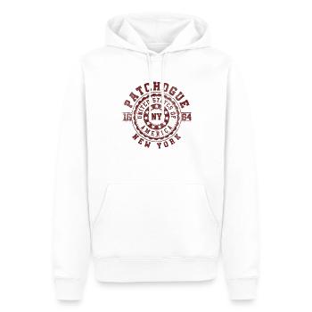 Patchogue NY | New York Travel & Souvenir Gift - Men’s Premium Organic Hoodie - white - Front - Nico (187cm)