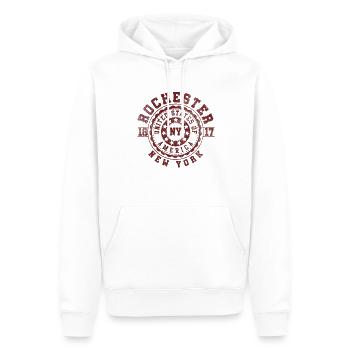 Rochester NY | New York Travel & Souvenir Gift - Men’s Premium Organic Hoodie - white - Front - Nico (187cm)
