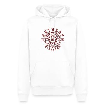 Anvers MI | Michigan voyage & cadeau Souvenir - Sweat à capuche Premium bio Homme - blanc - Devant - Nico (187cm)
