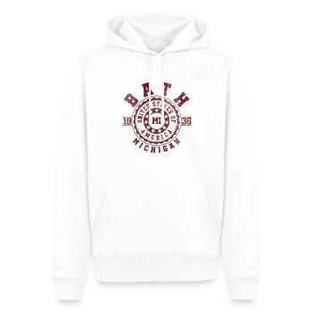 Bath MI | Michigan Reise & Souvinier Geschenk - Männer Premium Bio Hoodie - Weiß - Vorne - Nico (187cm)