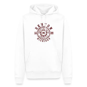 Benton MI | Michigan Travel & Souvenir Gift - Men’s Premium Organic Hoodie - white - Front - Nico (187cm)