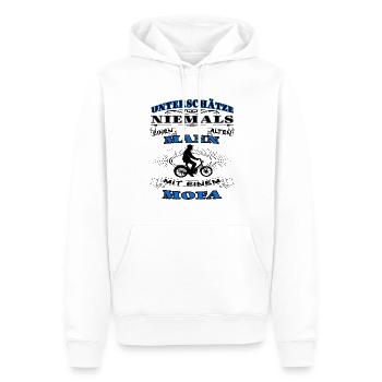 Ne sous-estimez jamais un vieil homme - cyclomoteur cyclomoteur - Sweat à capuche Premium bio Homme - blanc - Devant - Nico (187cm)
