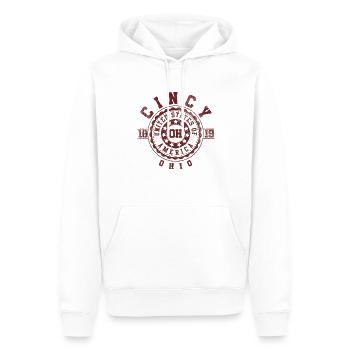 Cincy Cincinnati OH | Ohio Souvenir & Geschenk - Männer Premium Bio Hoodie - Weiß - Vorne - Nico (187cm)
