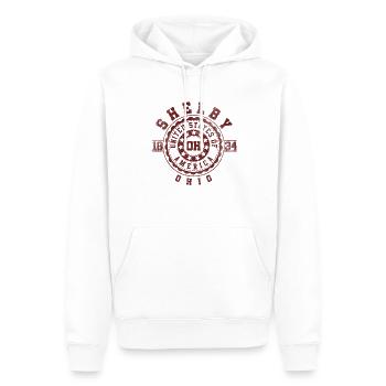 Shelby OH | Ohio Souvenir & Geschenk - Männer Premium Bio Hoodie - Weiß - Vorne - Nico (187cm)