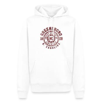 Greensboro, Caroline du Nord | Cadeau de voyage en Caroline du Nord - Sweat à capuche Premium bio Homme - blanc - Devant - Nico (187cm)
