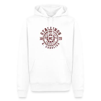 Stallings NC | North Carolina Travel Gift - Men’s Premium Organic Hoodie - white - Front - Nico (187cm)