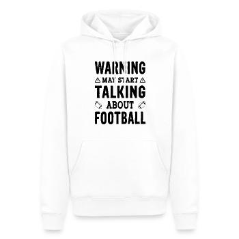 Warning may start talking about Football - Männer Premium Bio Hoodie - Weiß - Vorne - Nico (187cm)