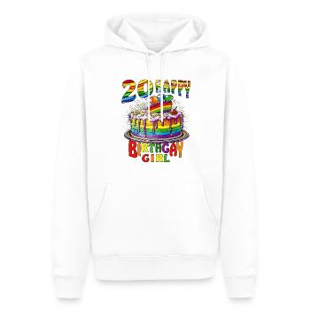 GÂTEAU 20 HAPPY BIRTHGAY FILLE - Sweat à capuche Premium bio Homme - blanc - Devant - Nico (187cm)