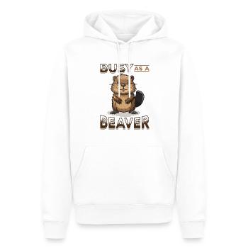 Funny Beaver Animal Busy as a beaver - Männer Premium Bio Hoodie - Weiß - Vorne - Nico (187cm)