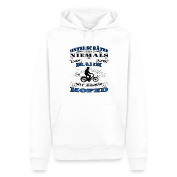 Vieil homme avec mobylette - mobylette - Sweat à capuche Premium bio Homme - blanc - Devant - Nico (187cm)
