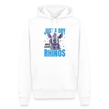 Rhinozeros Animal Just A Boy Who Loves Rhinos - Männer Premium Bio Hoodie - Weiß - Vorne - Nico (187cm)