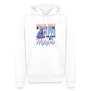 Drôle d’hippopotame hippopotame animal toujours être soi-même - Sweat à capuche Premium bio Homme - blanc - Devant - Nico (187cm)