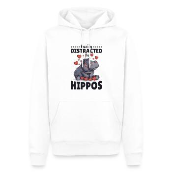 Hippopotamus Animal Easily Distracted By Hippos - Männer Premium Bio Hoodie - Weiß - Vorne - Nico (187cm)