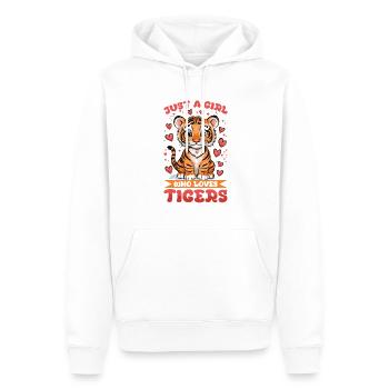 Funny Tiger Animal Just A Girl Who Loves Tigers - Men’s Premium Organic Hoodie - white - Front - Nico (187cm)