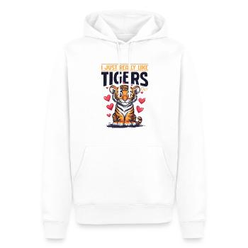 Funny Tiger Animal I Just Really Like Tigers, Ok? - Men’s Premium Organic Hoodie - white - Front - Nico (187cm)