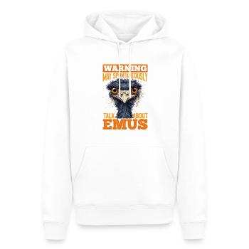 Avertissement animal émeu peut parler spontanément de - Sweat à capuche Premium bio Homme - blanc - Devant - Nico (187cm)