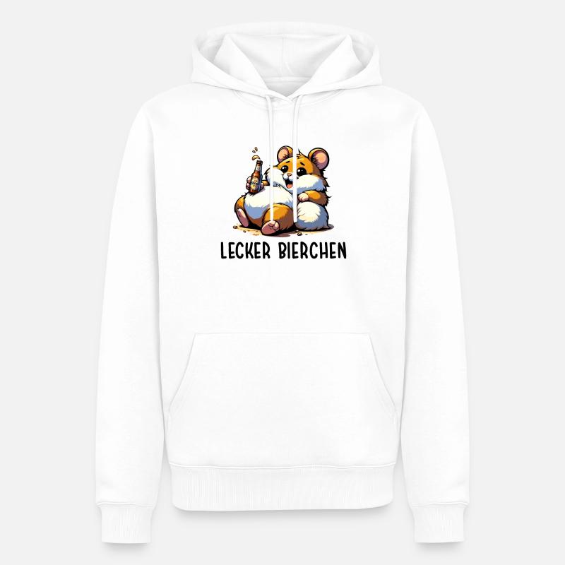 LECKER BIERCHEN Sad Hamster Meme - Männer Premium Bio Hoodie - Weiß
