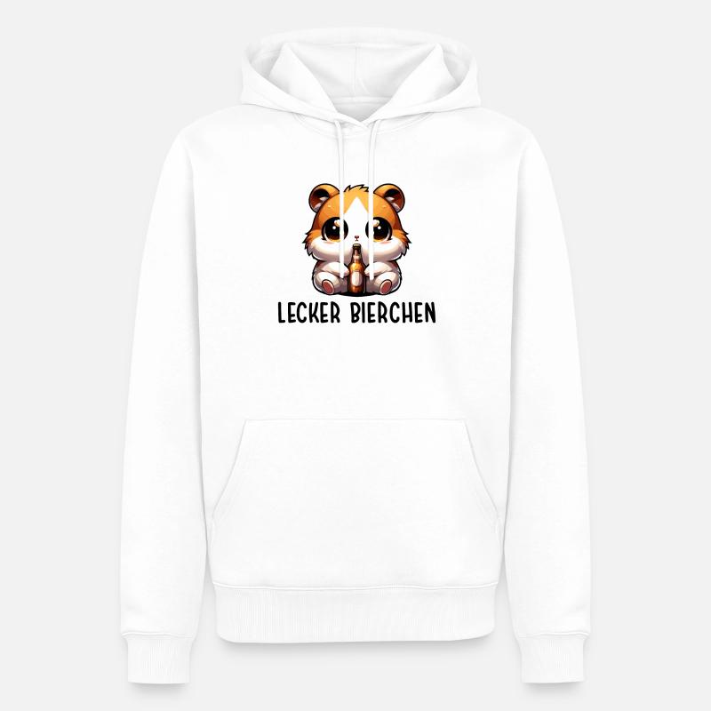 LECKER BIERCHEN Sad Hamster Meme - Männer Premium Bio Hoodie - Weiß