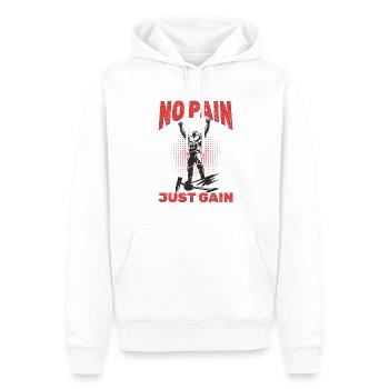 Lutteur Pas de douleur, juste du gain ! - Sweat à capuche Premium bio Homme - blanc - Devant - Nico (187cm)