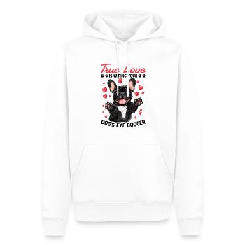 Bouledogue Français Frechie Race de chien True Love - Sweat à capuche Premium bio Homme - blanc - Devant - Nico (187cm)