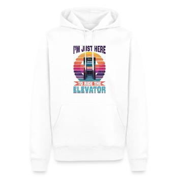 Ascenseur bambin et enfants Je suis juste ici pour monter le - Sweat à capuche Premium bio Homme - blanc - Devant - Nico (187cm)