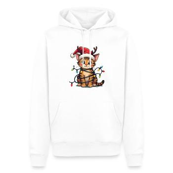 Weihnachtsshirt Katze Weihnachtslichter Geschenk - Männer Premium Bio Hoodie - Weiß - Vorne - Nico (187cm)