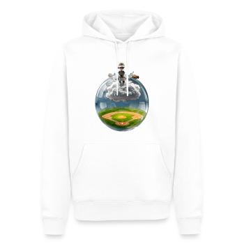 Boule de verre surréaliste contenant un terrain de baseball - Sweat à capuche Premium bio Homme - blanc - Devant - Nico (187cm)