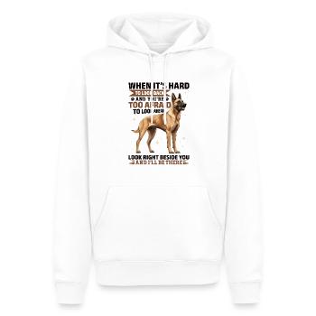 Propriétaire de chien malinois belge - Sweat à capuche Premium bio Homme - blanc - Devant - Nico (187cm)