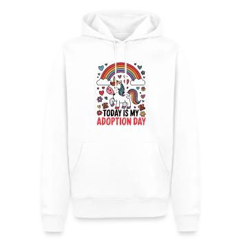 Heute ist mein Adoptionstag in einer Pflegefamilie - Männer Premium Bio Hoodie - Weiß - Vorne - Nico (187cm)