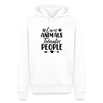 Liebt Tiere Toleriert Menschen Lustiges Tierheim - Männer Premium Bio Hoodie - Weiß - Vorne - Nico (187cm)