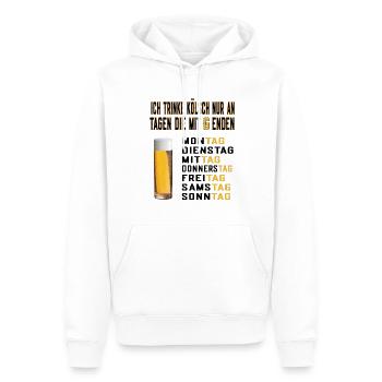 Kölsch nur an Tagen - Kölsch Trinker Köln - Männer Premium Bio Hoodie - Weiß - Vorne - Nico (187cm)
