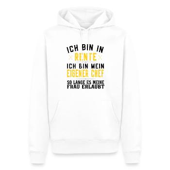 Ich bin in Rente und mein eigener Chef - Männer Premium Bio Hoodie - Weiß - Vorne - Nico (187cm)