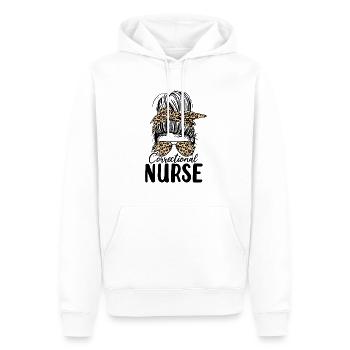 Correctional Nurse Messy Bun Leopard Jail Nurse - Men’s Premium Organic Hoodie - white - Front - Nico (187cm)