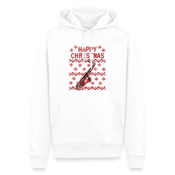 Saxophone Ugly Christmas Saxophonist Musician - Men’s Premium Organic Hoodie - white - Front - Nico (187cm)