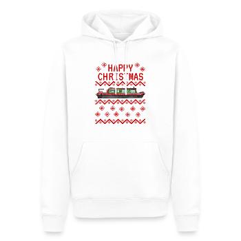Narrowboat Ugly Christmas Canal Boat - Men’s Premium Organic Hoodie - white - Front - Nico (187cm)