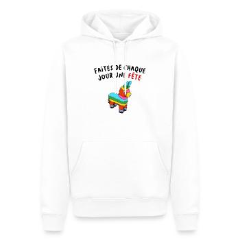 Faites de chaque jour une fête - Sweat à capuche Premium bio Homme - blanc - Devant - Nico (187cm)