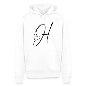 Buchstabe H Buchstabe-H Kalligrafie - Männer Premium Bio Hoodie - Weiß - Vorne - Nico (187cm)