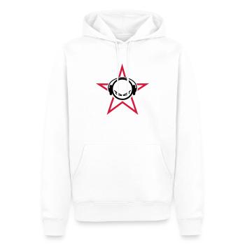 DJ - Männer Premium Bio Hoodie - Weiß - Vorne - Nico (187cm)