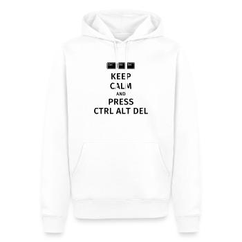 keep calm and press ctrl alt del - Männer Premium Bio Hoodie - Weiß - Vorne - Nico (187cm)