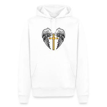 Sainte Croix Jésus-Christ Ailes Ange Ciel - Sweat à capuche Premium bio Homme - blanc - Devant - Nico (187cm)
