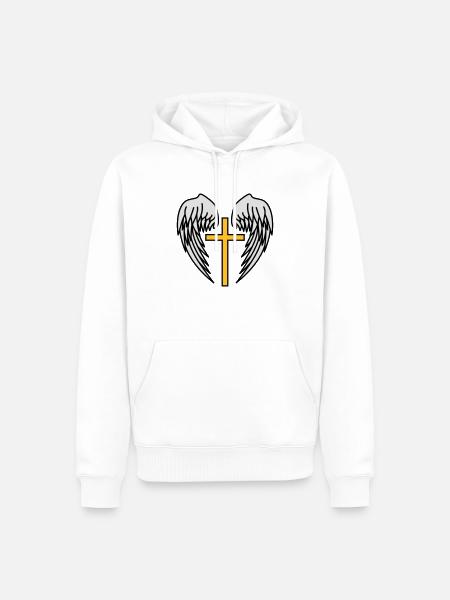 Sainte Croix Jésus-Christ Ailes Ange Ciel - Sweat à capuche Premium bio Homme - blanc