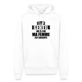 soyez gentil avec moi ma femme est enceinte - Sweat à capuche Premium bio Homme - blanc - Devant - Nico (187cm)