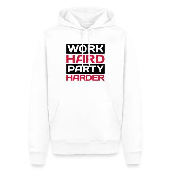 work hard party harder - Männer Premium Bio Hoodie - Weiß - Vorne - Nico (187cm)