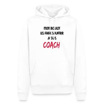 Mon boulot coach 2 - Sweat à capuche Premium bio Homme - blanc - Devant - Nico (187cm)
