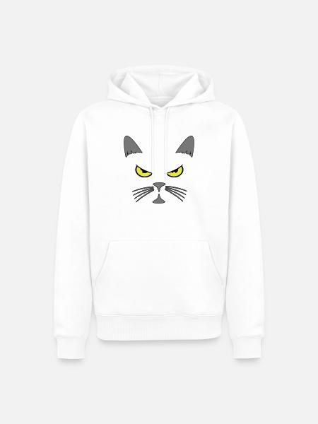 Katze cool gesicht - Männer Premium Bio Hoodie - Weiß